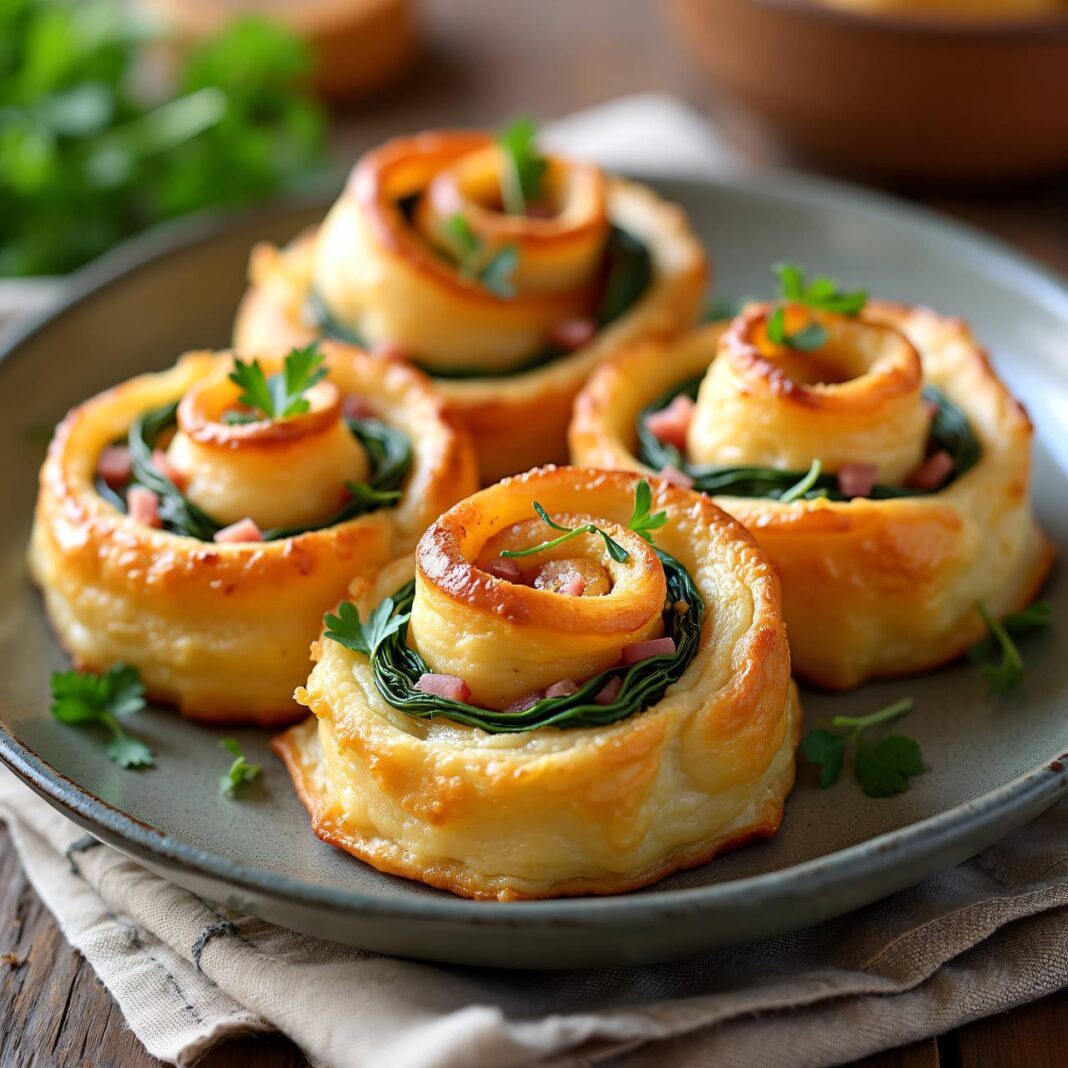 Schinken-Krautstiel-Schnecken Rezept Schinken-Krautstiel-Schnecken Rezept