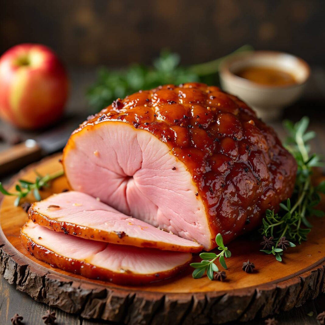 Schinken mit Apfel-Senf-Glasur Rezept Schinken mit Apfel-Senf-Glasur Rezept