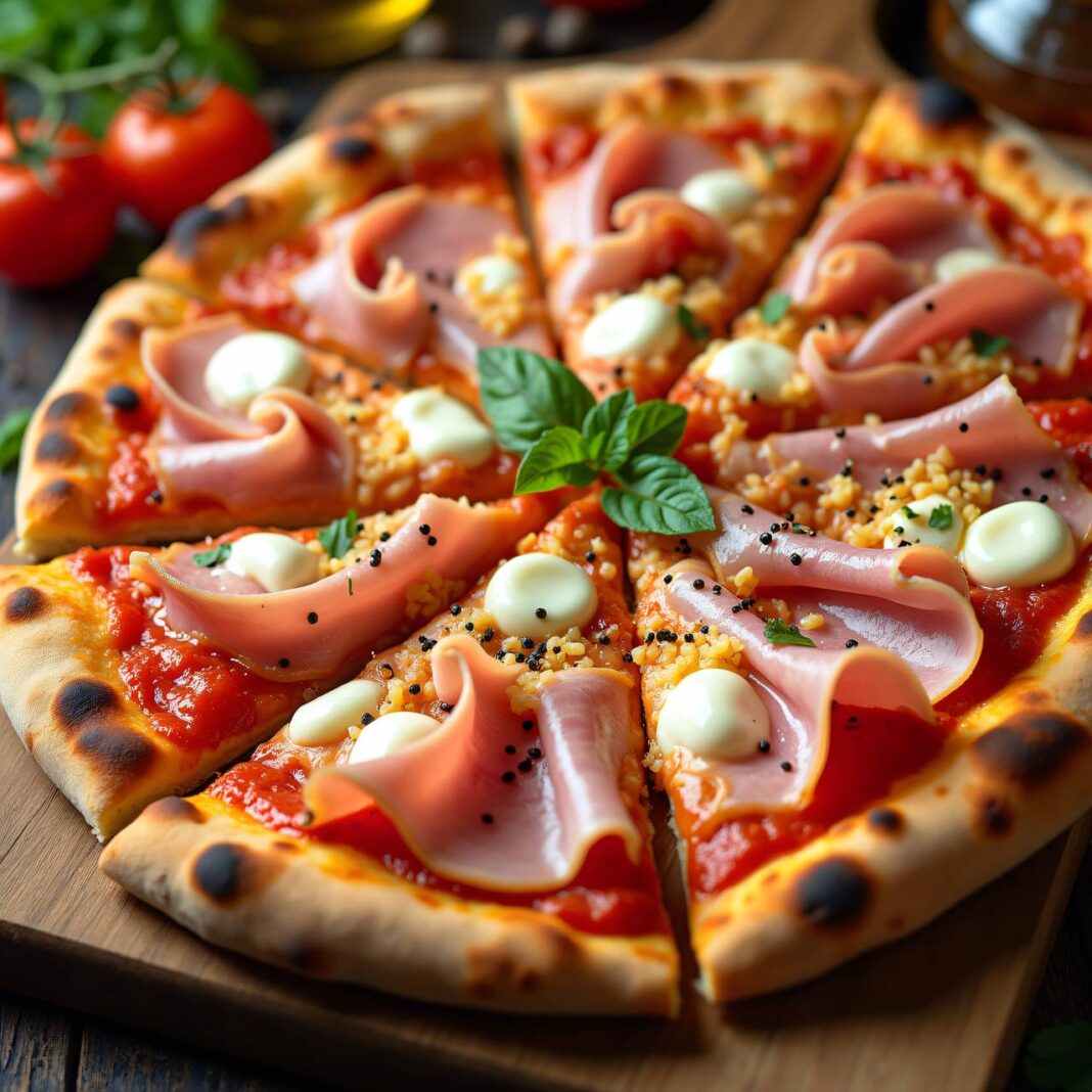 Schinken-Pizza mit Käse Rezept Schinken-Pizza mit Käse Rezept