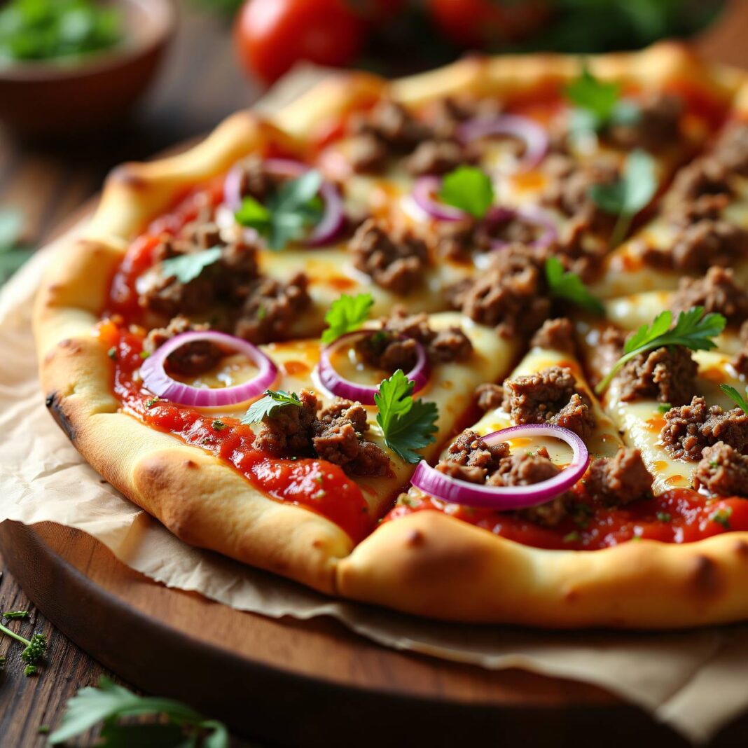 Schnelle Hackfleisch-Pizza Rezept Schnelle Hackfleisch-Pizza Rezept