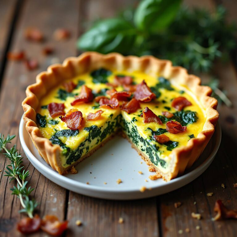 Schnelle Spinatblechkuchen mit Speck Rezept