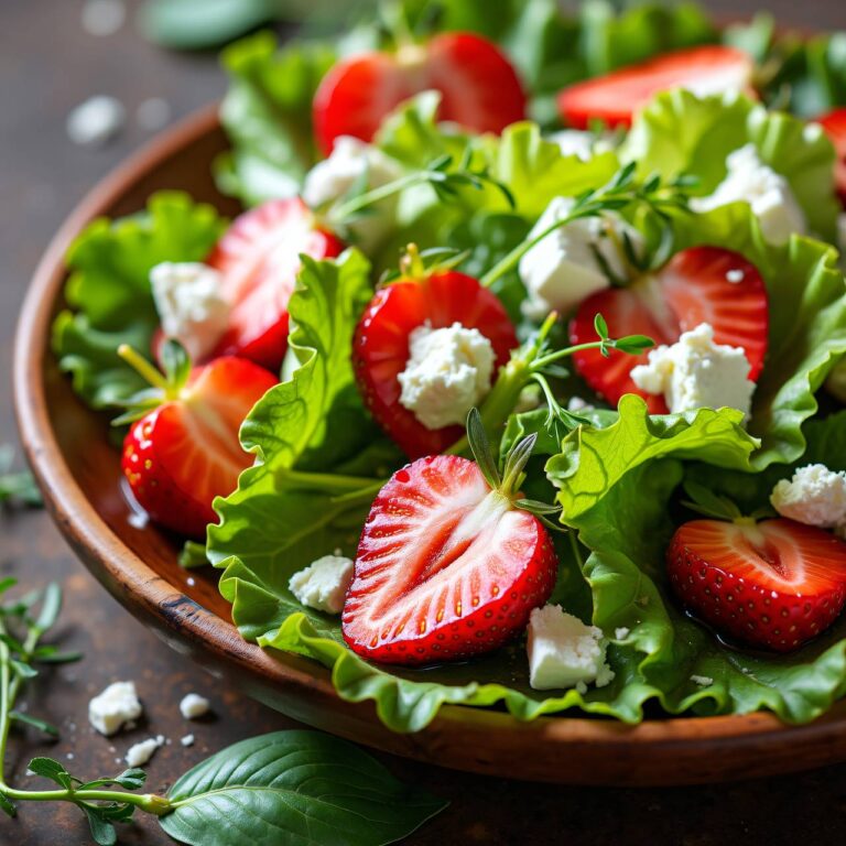 Schnittsalat mit Erdbeeren und Frischkäse Rezept