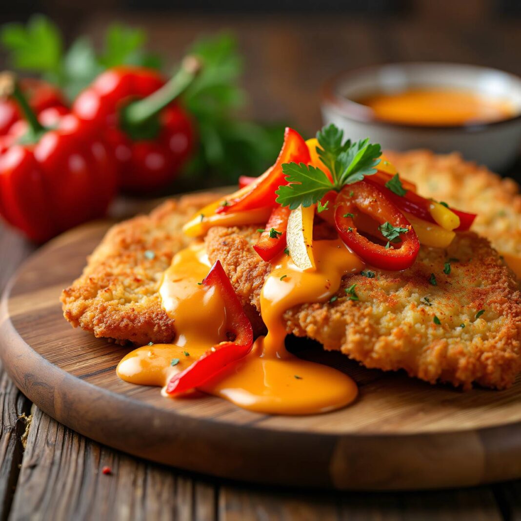 Schnitzel mit Paprika-Sahnesauce Rezept Schnitzel mit Paprika-Sahnesauce Rezept