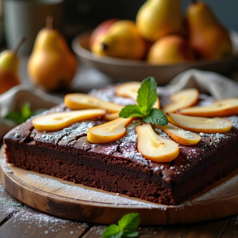 Schoko-Blechkuchen mit Birnen Rezept