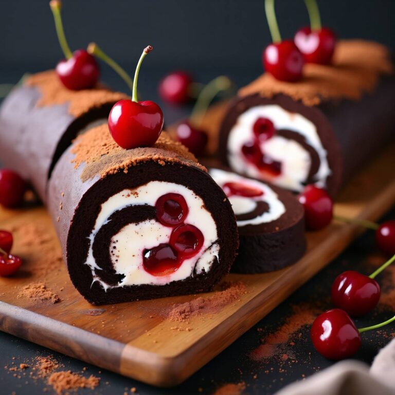 Schokolade-Kirschen-Roulade Rezept