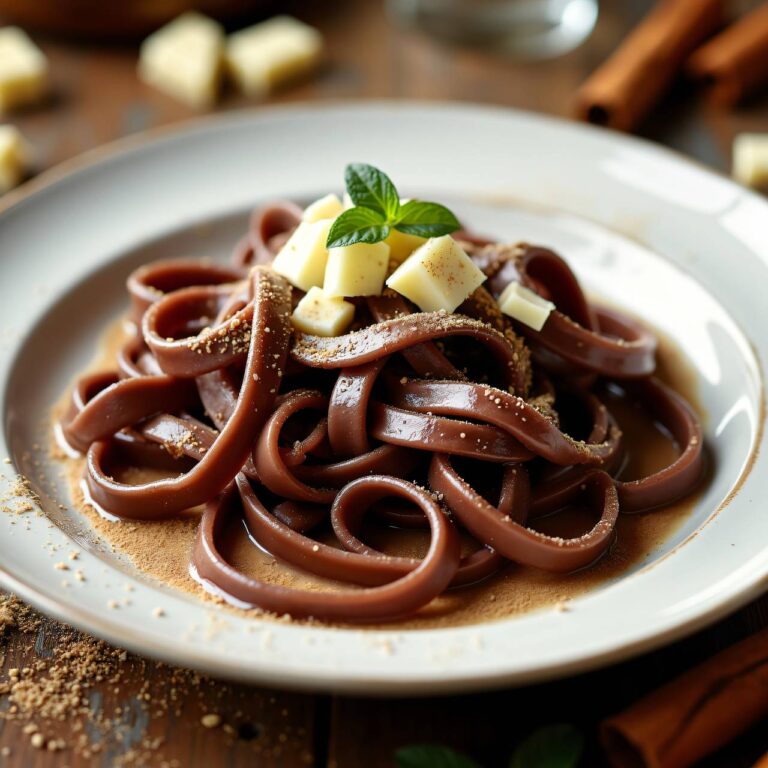 Schokolade-Nudeln mit Zimt-Sahne-Sauce Rezept