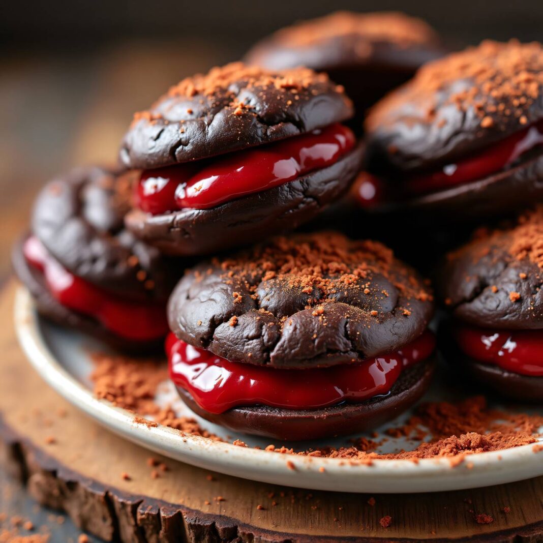 Schokolade-Whoopies mit Kirschenfüllung Rezept Schokolade-Whoopies mit Kirschenfüllung Rezept