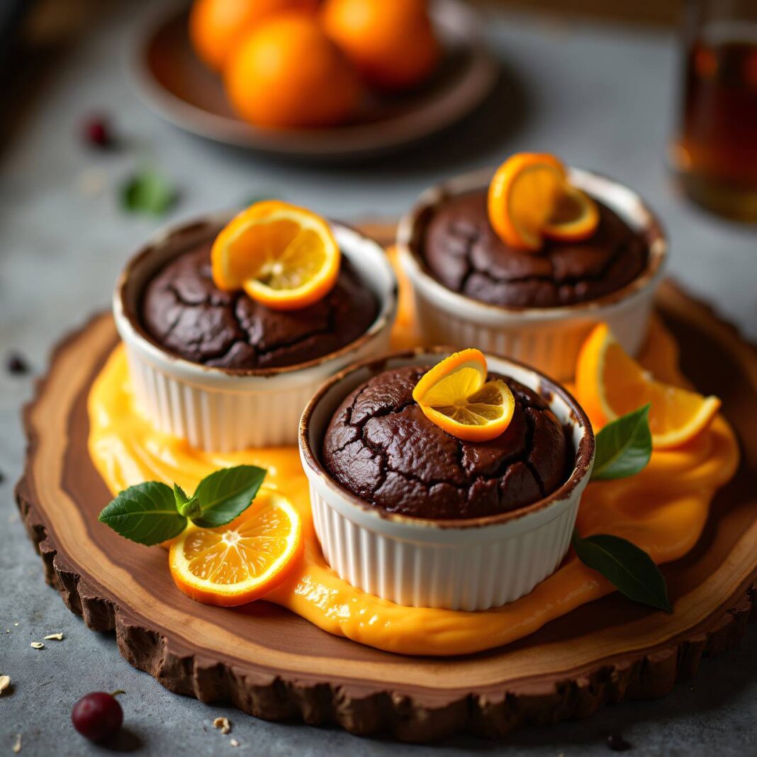 Schokoladeküchlein mit Orangenrahm Rezept Schokoladeküchlein mit Orangenrahm Rezept