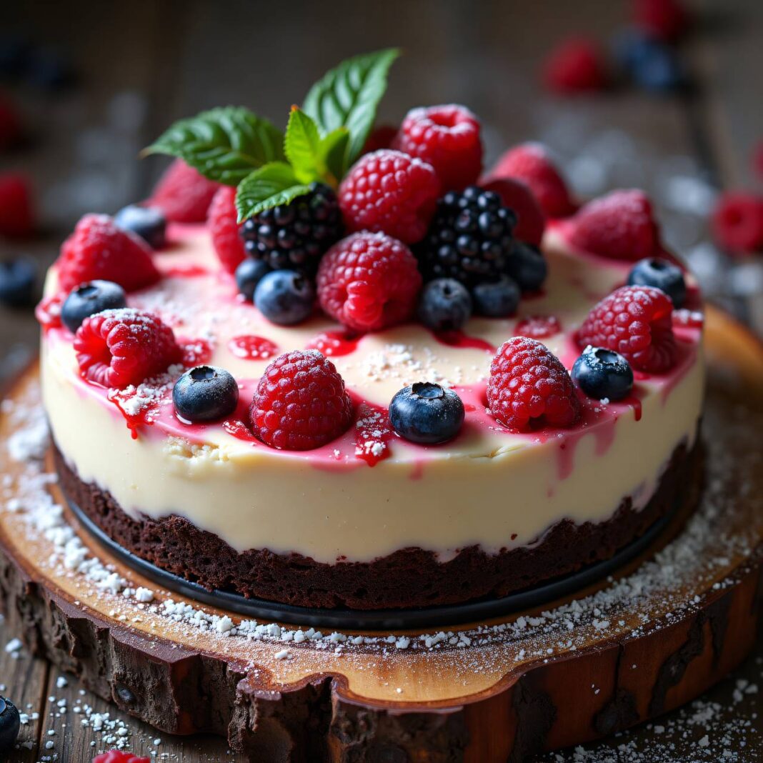 Schokoladen-Cheesecake mit Beeren Rezept Schokoladen-Cheesecake mit Beeren Rezept