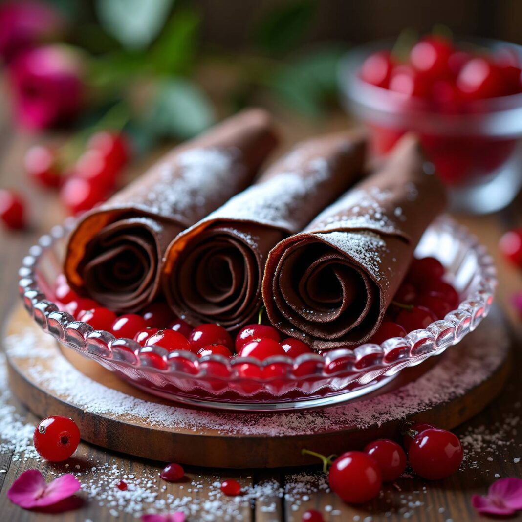 Schokoladen-Crêpes mit Fruchtsoße Rezept Schokoladen-Crêpes mit Fruchtsoße Rezept