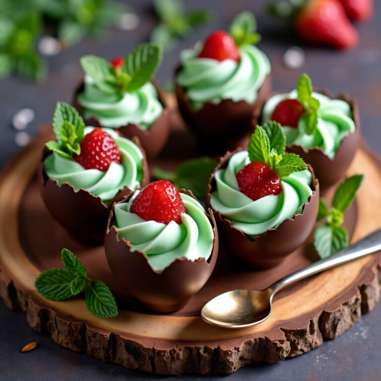 Schokoladen-Eier mit Pfefferminzmousse Rezept