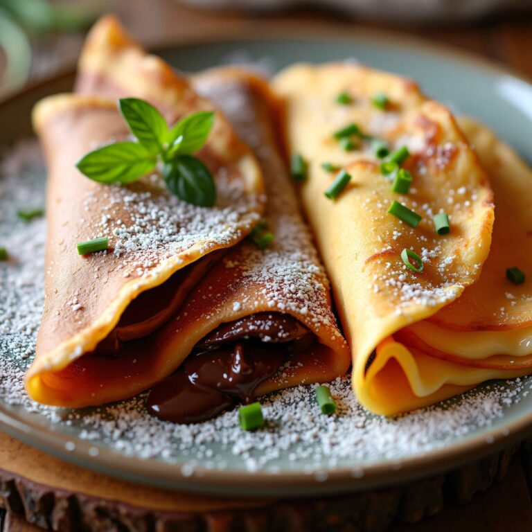 Schokoladen-Nuss-Crêpes & Käse-Schinken-Crêpes Rezept
