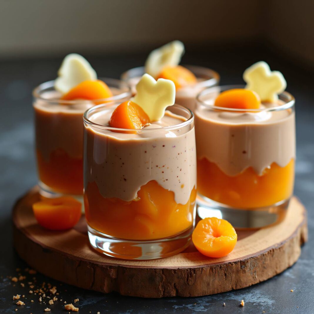 Schokoladenmousse mit Joghurt auf Aprikosenkompott Rezept Schokoladenmousse mit Joghurt auf Aprikosenkompott Rezept