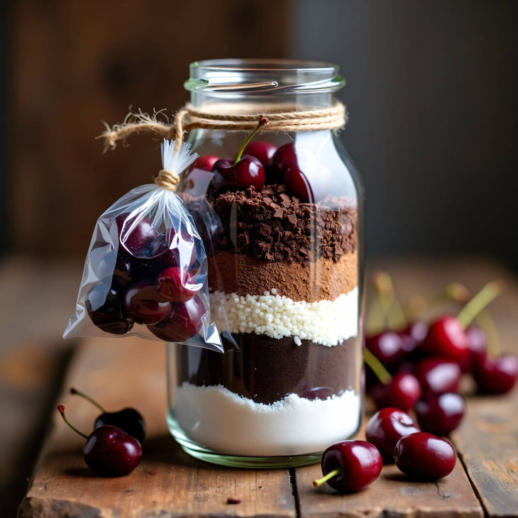 Schwarzwälder Cupcakes (Backmischung im Glas) Rezept Schwarzwälder Cupcakes (Backmischung im Glas) Rezept