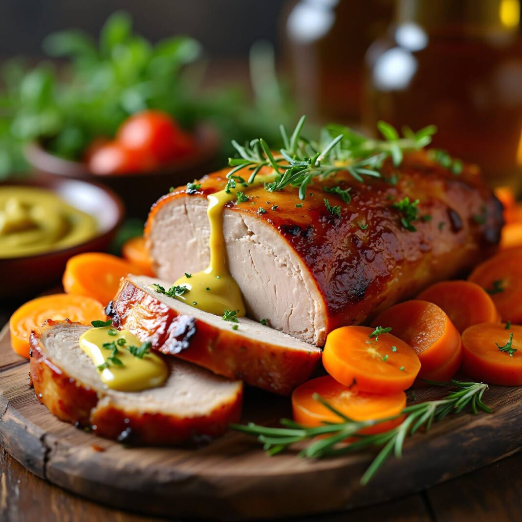 Schweinebraten mit Kräuter-Senfsauce Rezept Schweinebraten mit Kräuter-Senfsauce Rezept