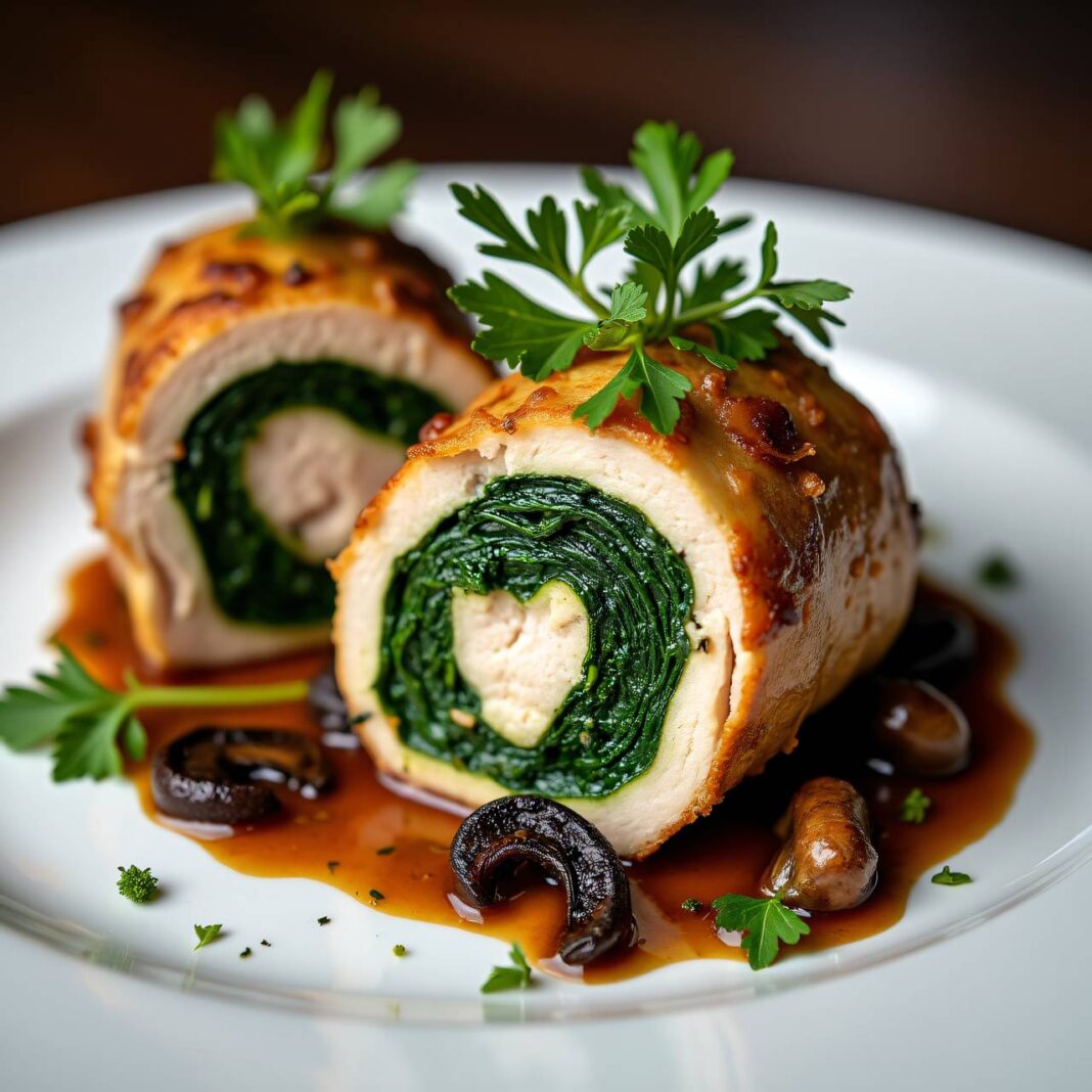 Schweinefilet im Spinatmantel an Morchelsauce Rezept Schweinefilet im Spinatmantel an Morchelsauce Rezept