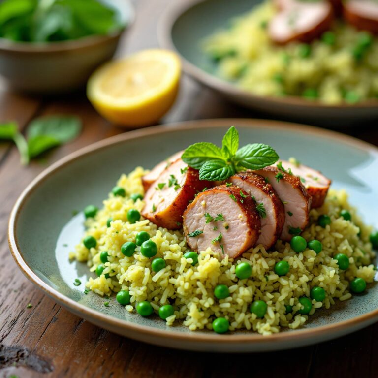 Schweinefilet mit Erbsen-Reis Rezept