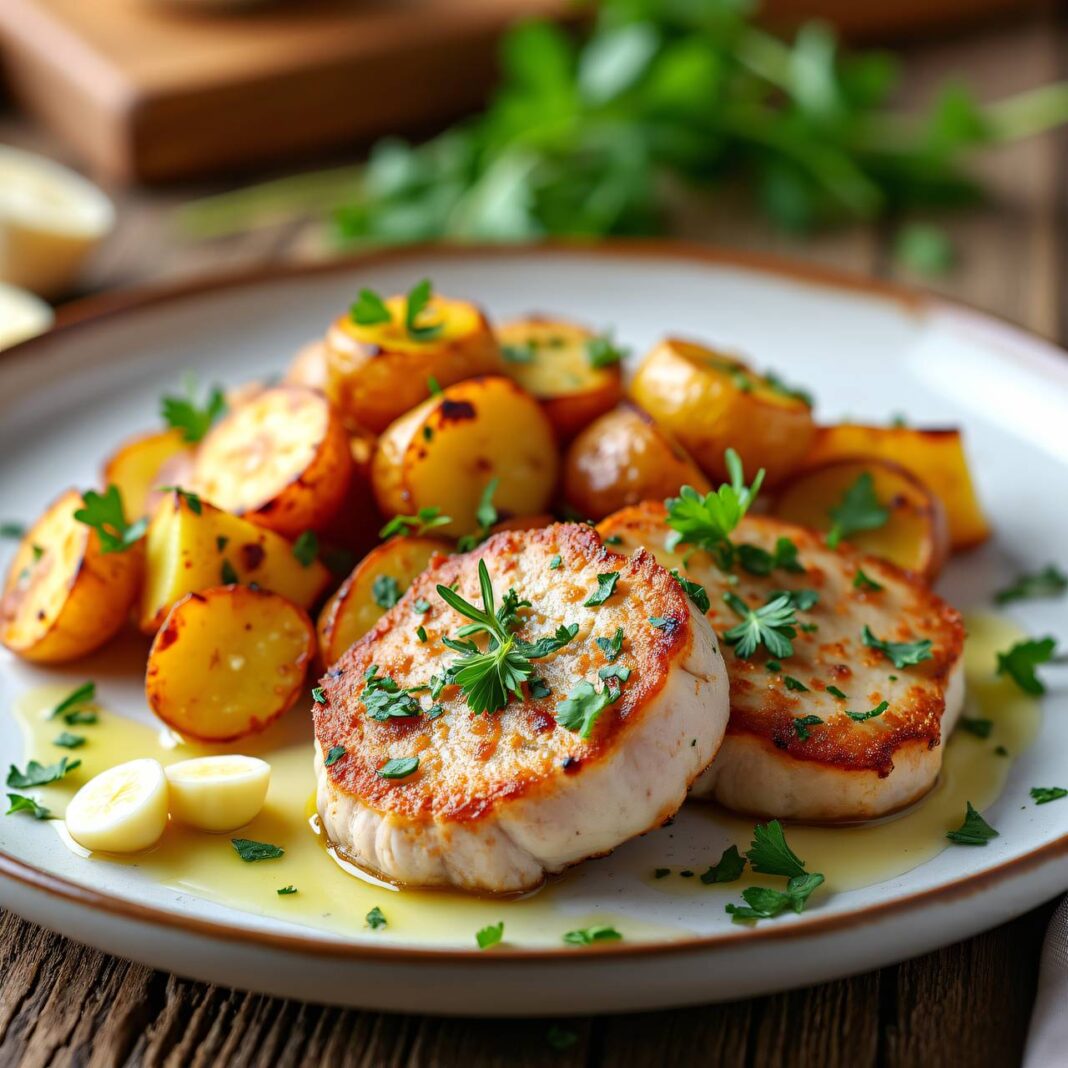 Schweinemedaillons mit Knoblauch-Kartoffeln Rezept Schweinemedaillons mit Knoblauch-Kartoffeln Rezept