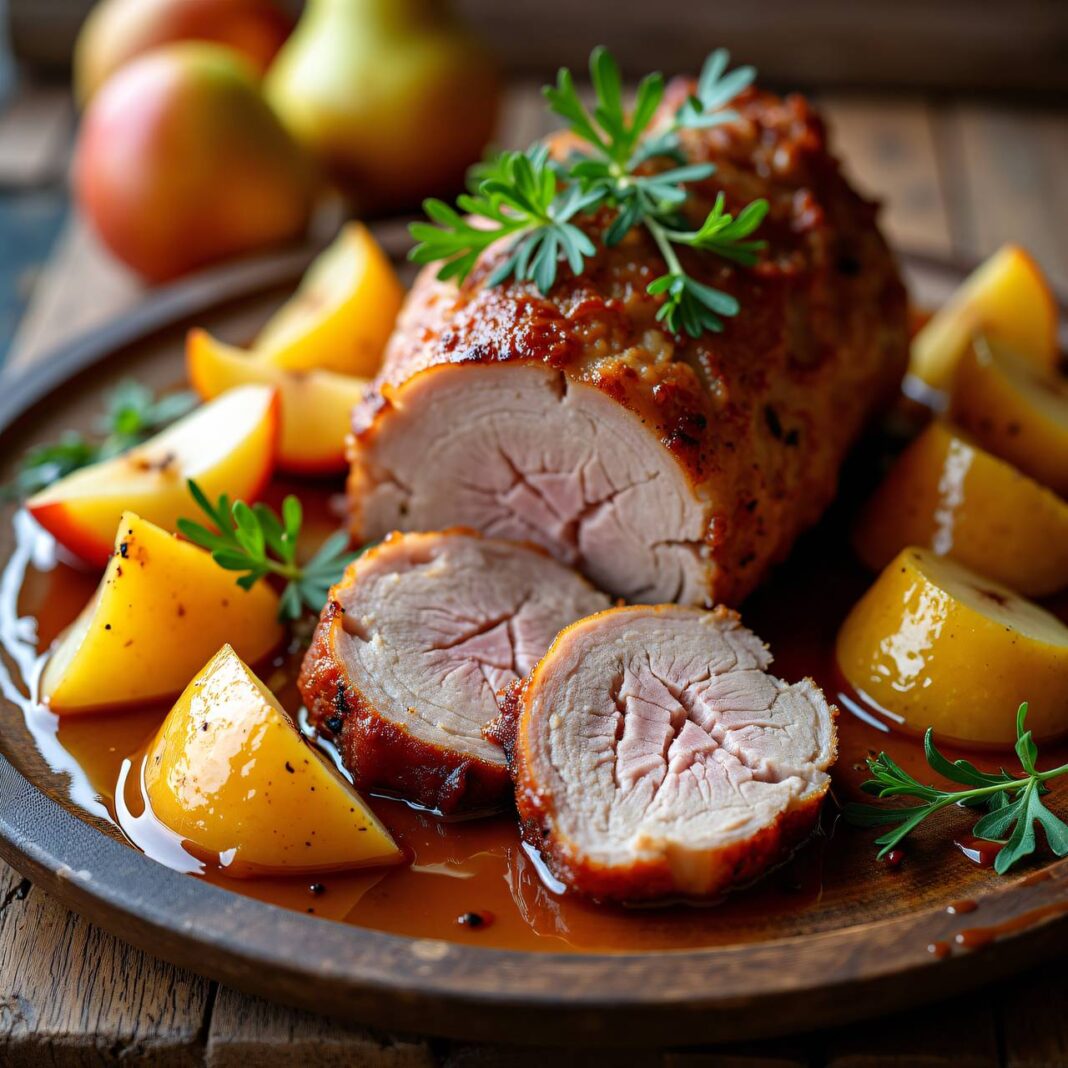 Schweinsbraten mit Weisswein-Birnen Rezept Schweinsbraten mit Weisswein-Birnen Rezept