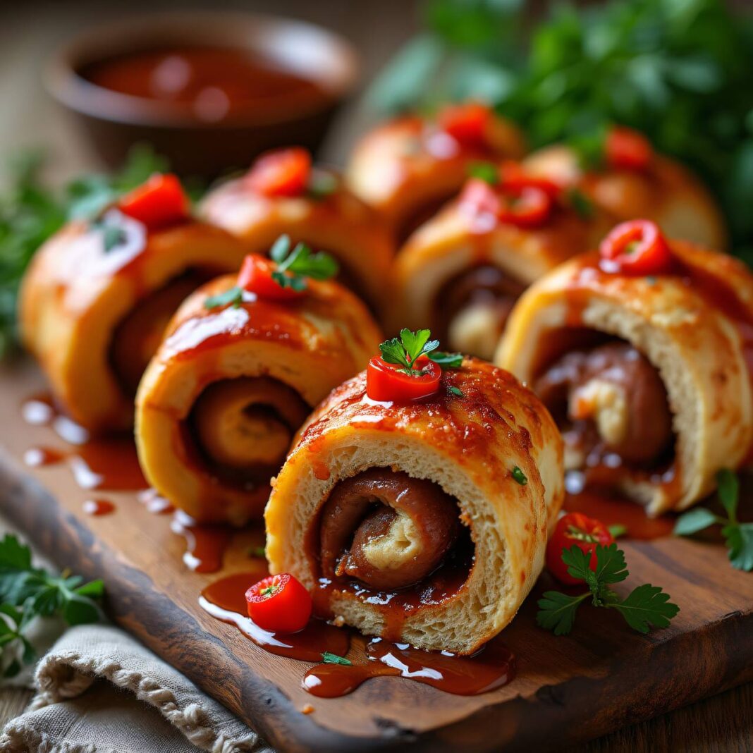 Schweinshals-Schnecken mit Barbecuesauce Rezept Schweinshals-Schnecken mit Barbecuesauce Rezept