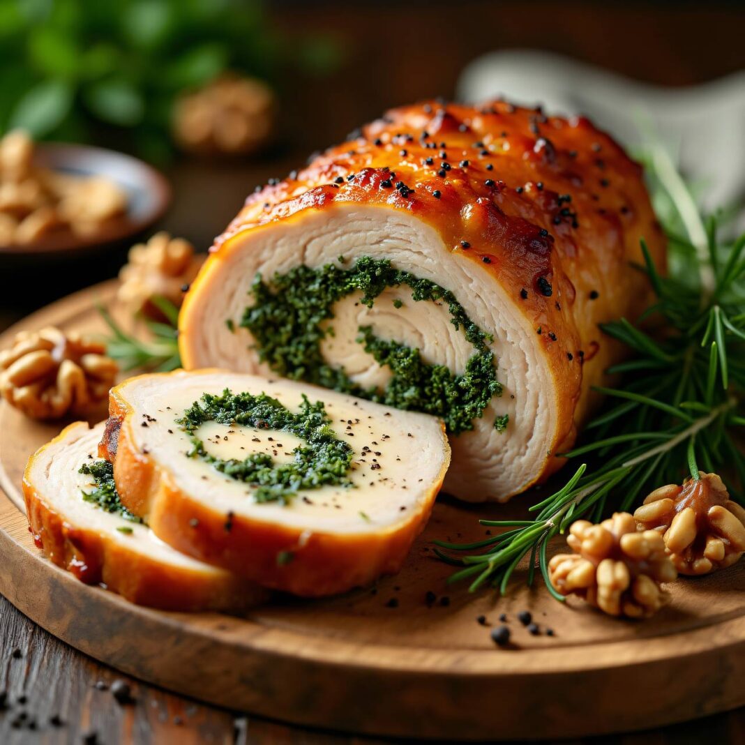 Schweinsnierbraten mit Kräuterfüllung an Walnuss-Sahnesauce Rezept Schweinsnierbraten mit Kräuterfüllung an Walnuss-Sahnesauce Rezept