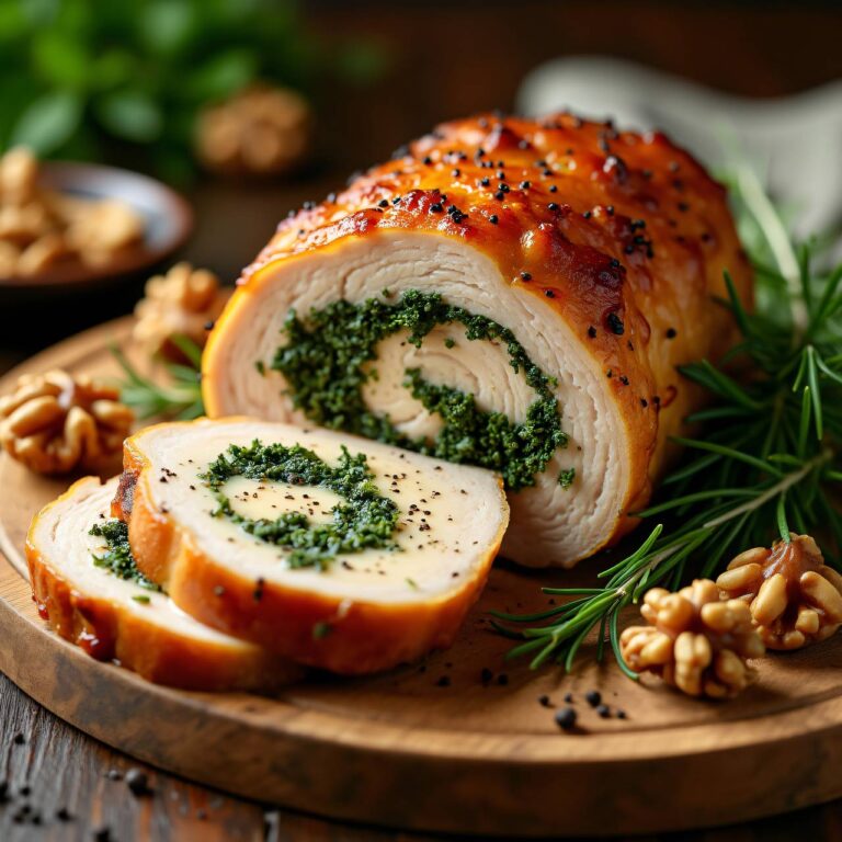 Schweinsnierbraten mit Kräuterfüllung an Walnuss-Sahnesauce Rezept