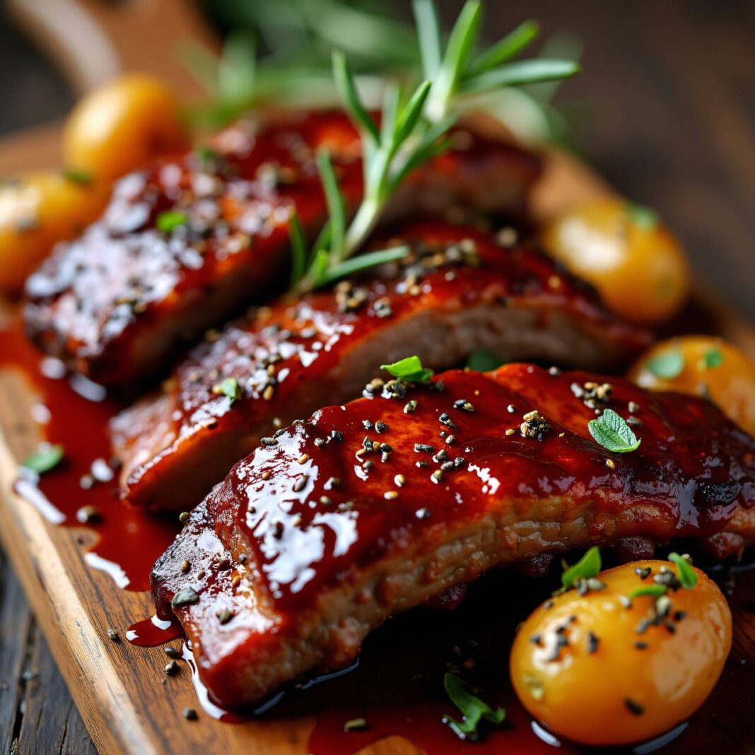 Schweinsrippchen mit Rotweinglasur Rezept Schweinsrippchen mit Rotweinglasur Rezept