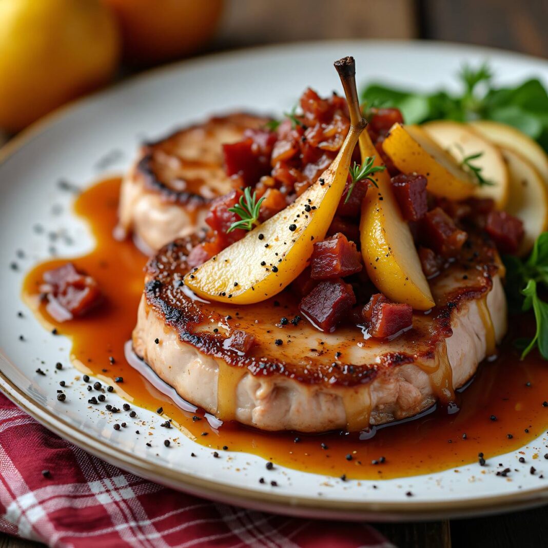 Schweinssteaks an Birnen-Speck-Sauce Rezept Schweinssteaks an Birnen-Speck-Sauce Rezept