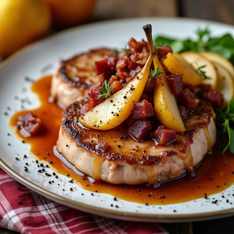 Schweinssteaks an Birnen-Speck-Sauce Rezept