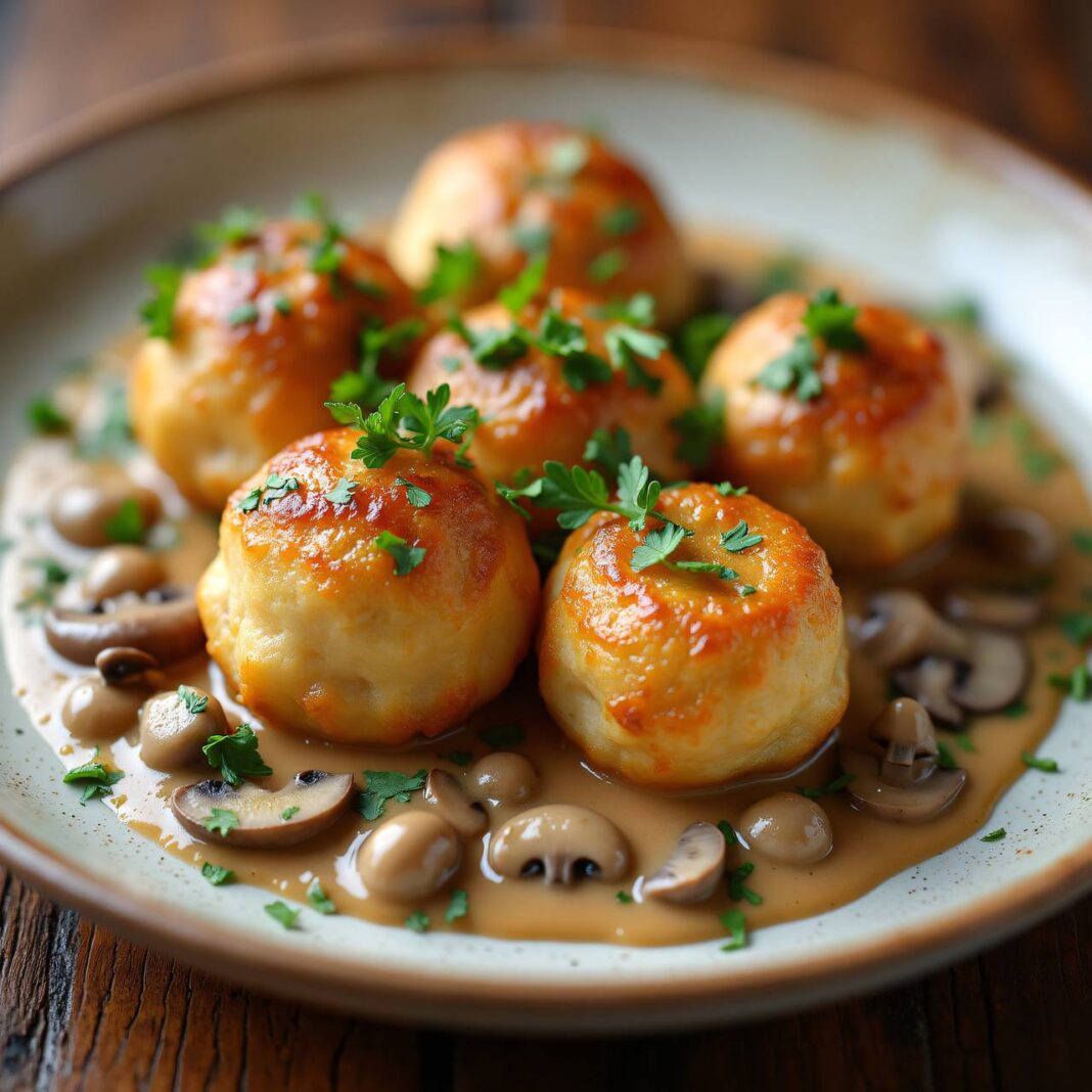 Semmelknödel mit Pilzrahmsauce Rezept Semmelknödel mit Pilzrahmsauce Rezept
