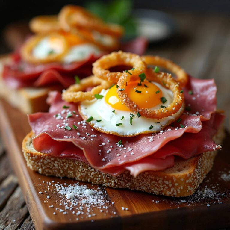 Smørrebrød mit Roastbeef und Spiegelei Rezept