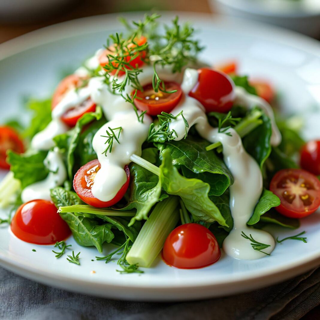 Sommersalat an Frischkäse-Dressing Rezept Sommersalat an Frischkäse-Dressing Rezept