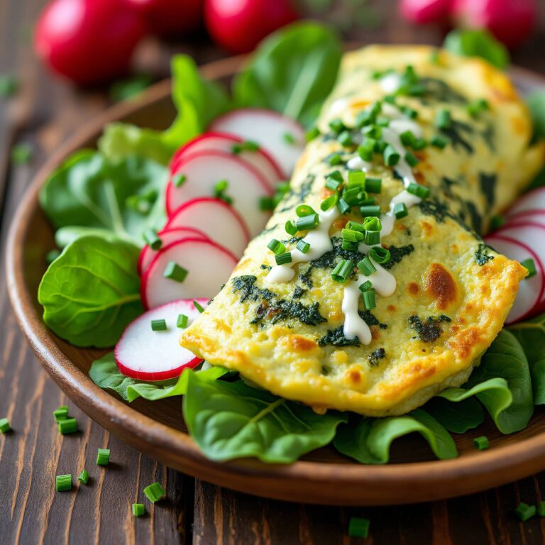 Sommersalat mit grüner Omelette Rezept