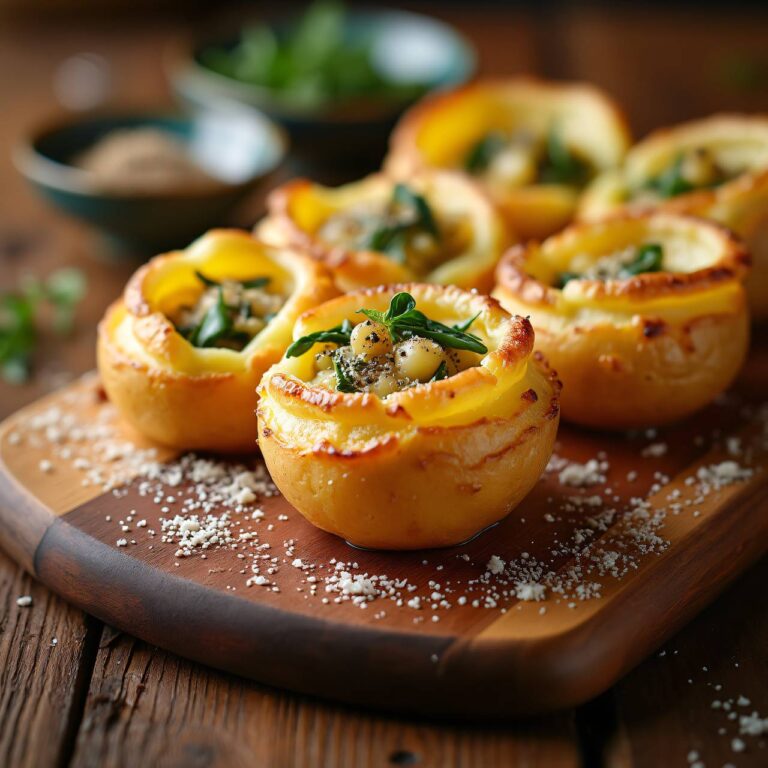 Soufflierte Kartoffeln mit Kräuterfüllung Rezept