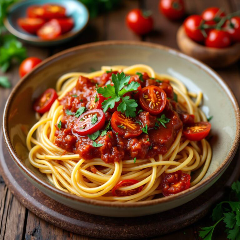 Spaghetti mit Dörrtomatensauce Rezept