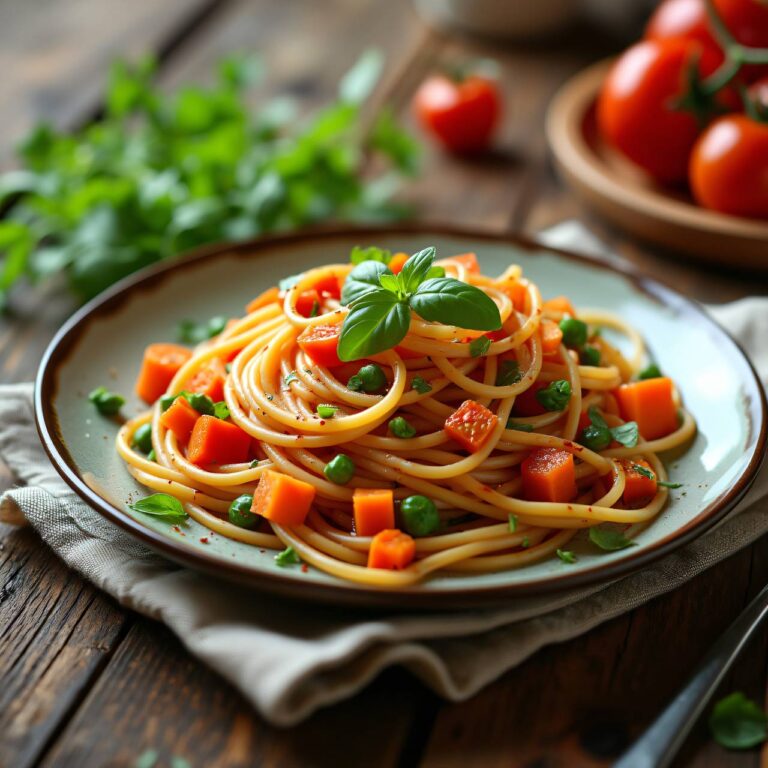 Spaghetti mit Gemüse-Rucola-Sauce Rezept