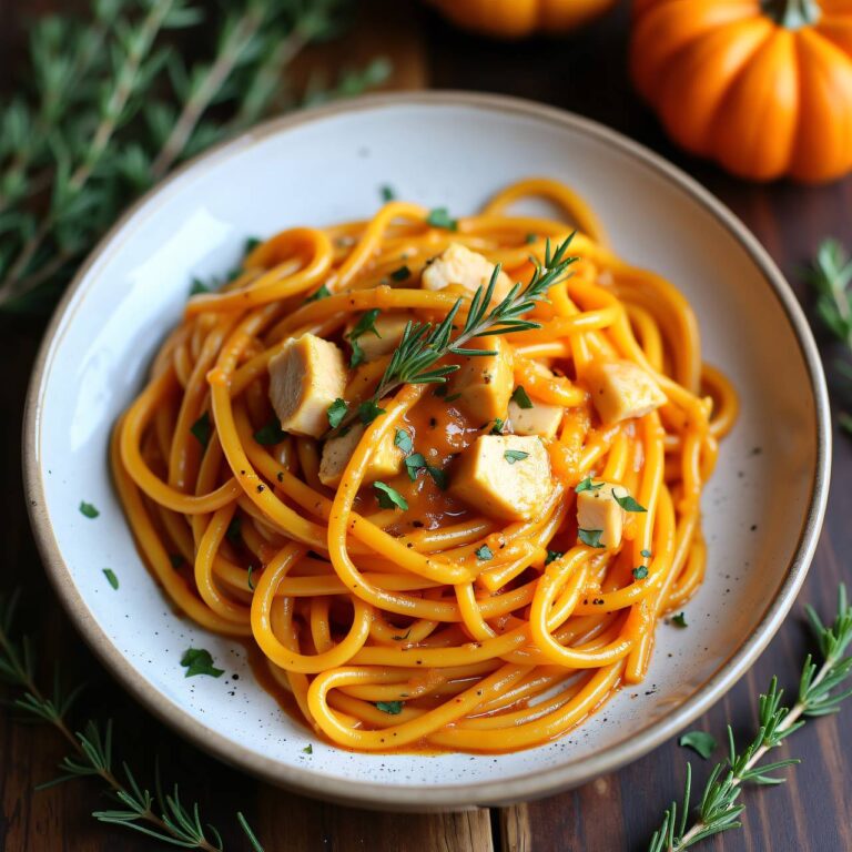 Spaghetti mit Hühner-Kürbis-Sauce Rezept