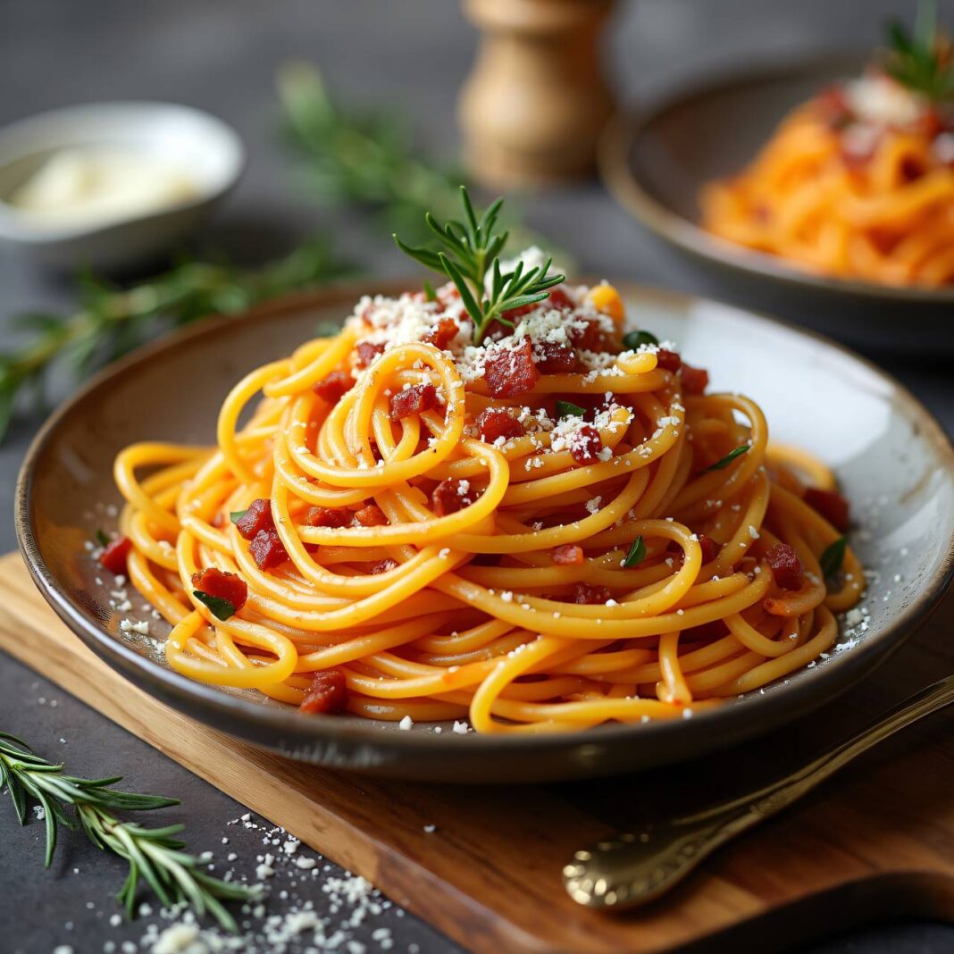 Spaghetti mit Karotten-Speck-Sauce Rezept Spaghetti mit Karotten-Speck-Sauce Rezept