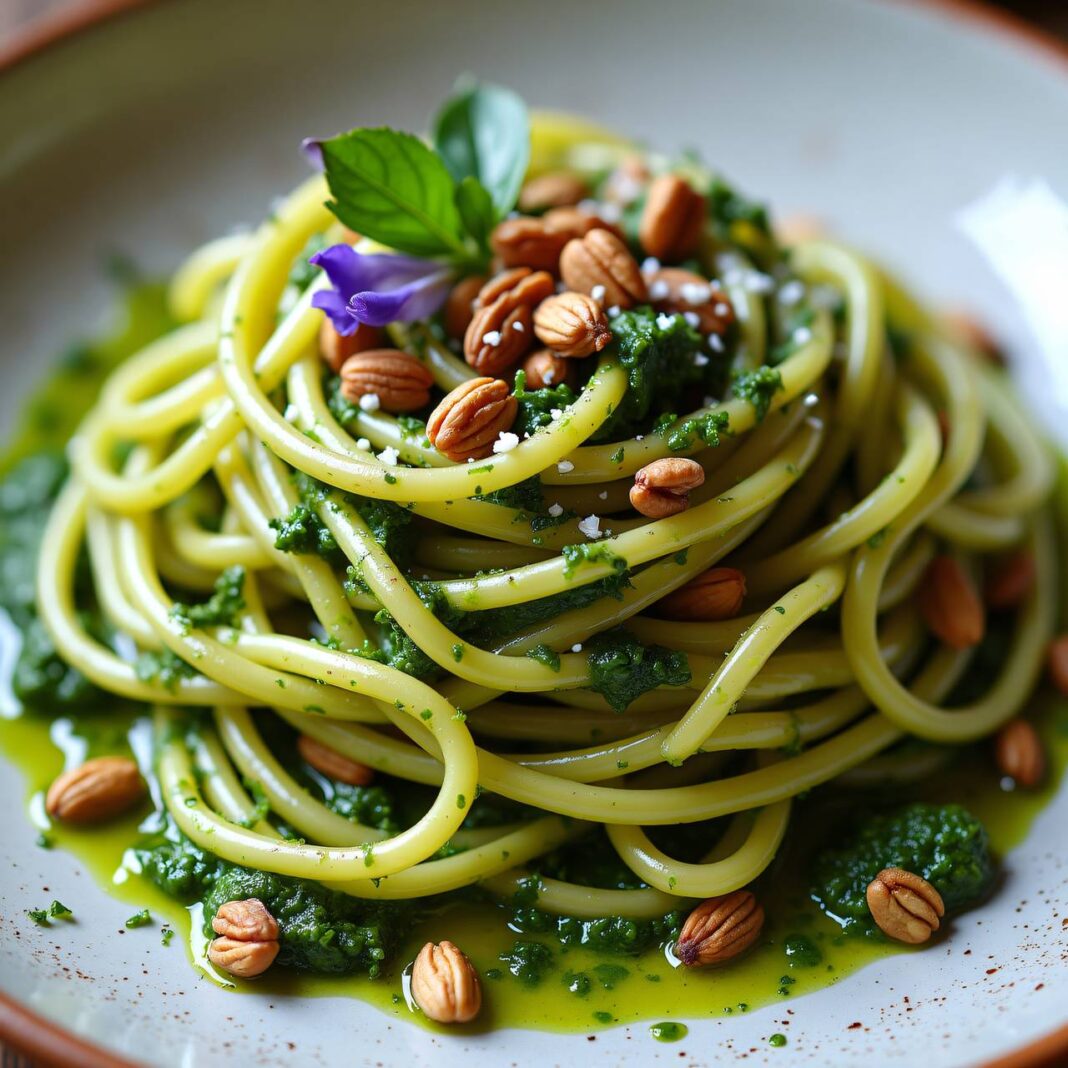 Spaghetti mit Kräuterpesto Rezept Spaghetti mit Kräuterpesto Rezept