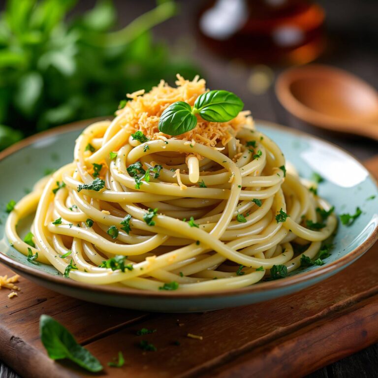 Spaghetti mit Kräuterrahmsauce Rezept