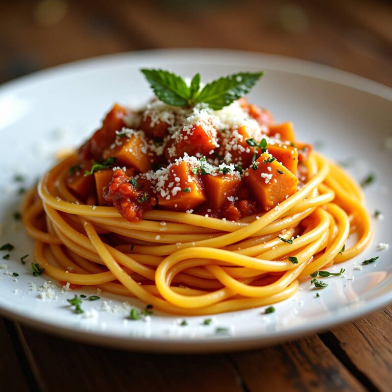Spaghetti mit Kürbis-Bolognese Rezept
