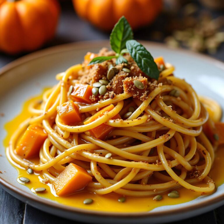 Spaghetti mit Kürbis und Schinken Rezept