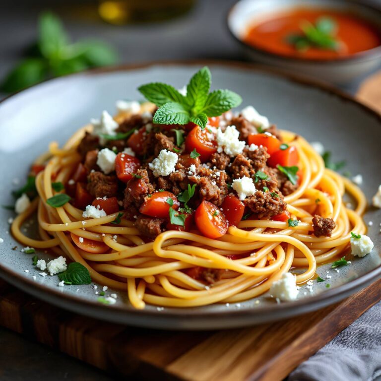Spaghetti mit Lamm-Minze-Bolognese Rezept
