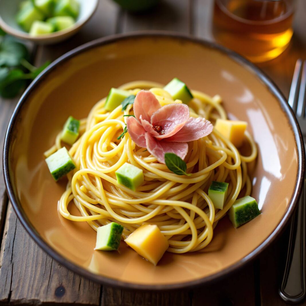 Spaghetti mit Melonen-Rohschinken-Sauce Rezept Spaghetti mit Melonen-Rohschinken-Sauce Rezept