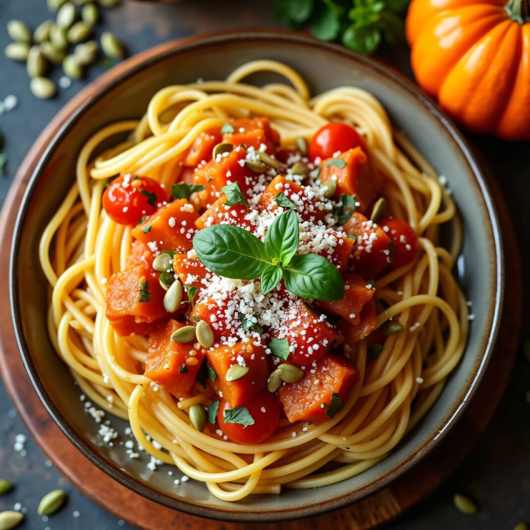 Spaghetti mit Tomaten-Kürbis-Sauce Rezept Spaghetti mit Tomaten-Kürbis-Sauce Rezept