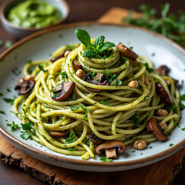 Spaghetti mit Wirsing, Shiitake und Walnusspesto Rezept