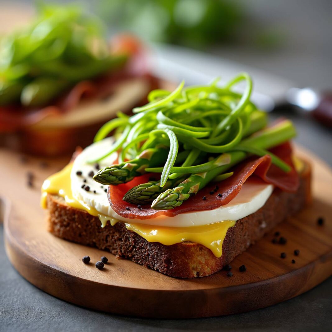 Spargel-Brot mit Mozzarella und Trockenfleisch Rezept Spargel-Brot mit Mozzarella und Trockenfleisch Rezept