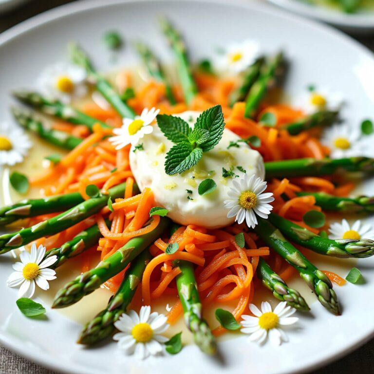 Spargel-Karotten-Salat mit Hüttenkäse Rezept