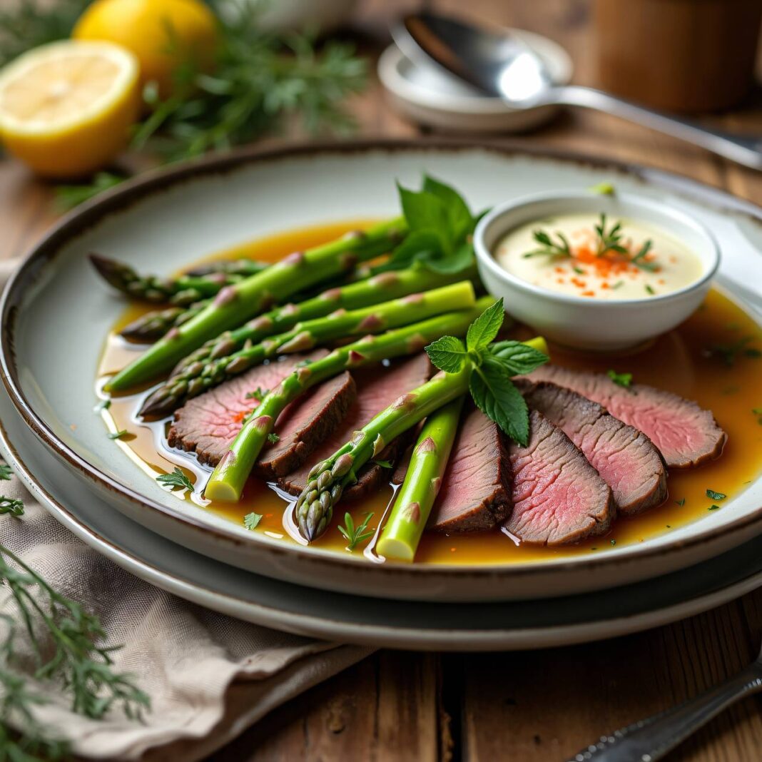 Spargel-Tafelspitz-Topf mit Dip Rezept Spargel-Tafelspitz-Topf mit Dip Rezept