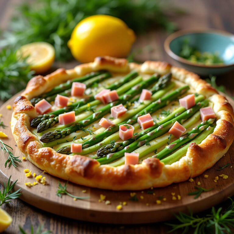 Spargelblechkuchen mit Schinken Rezept